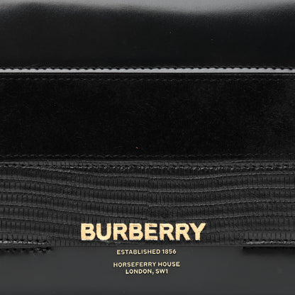 Burberry Calfskin Lizard Embossed Two Tone Small Grace Bag Black 9 of 12