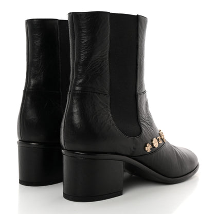 Chanel Tumbled Calfskin Short Boots 38.5 Black 4 of 12
