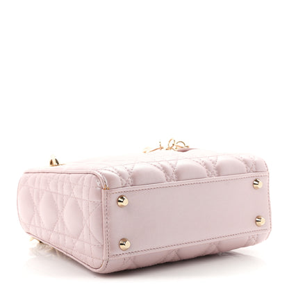 Christian Dior Metallic Lambskin Cannage Mini Lady Dior  Lotus 3 of 10