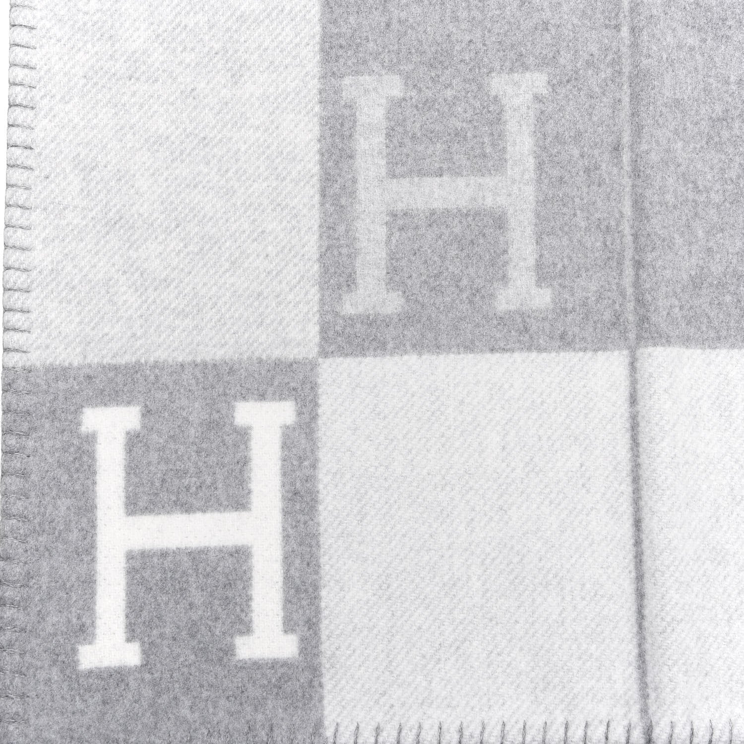Hermes Wool Cashmere Avalon III Blanket Ecru Gris Clair 3 of 3