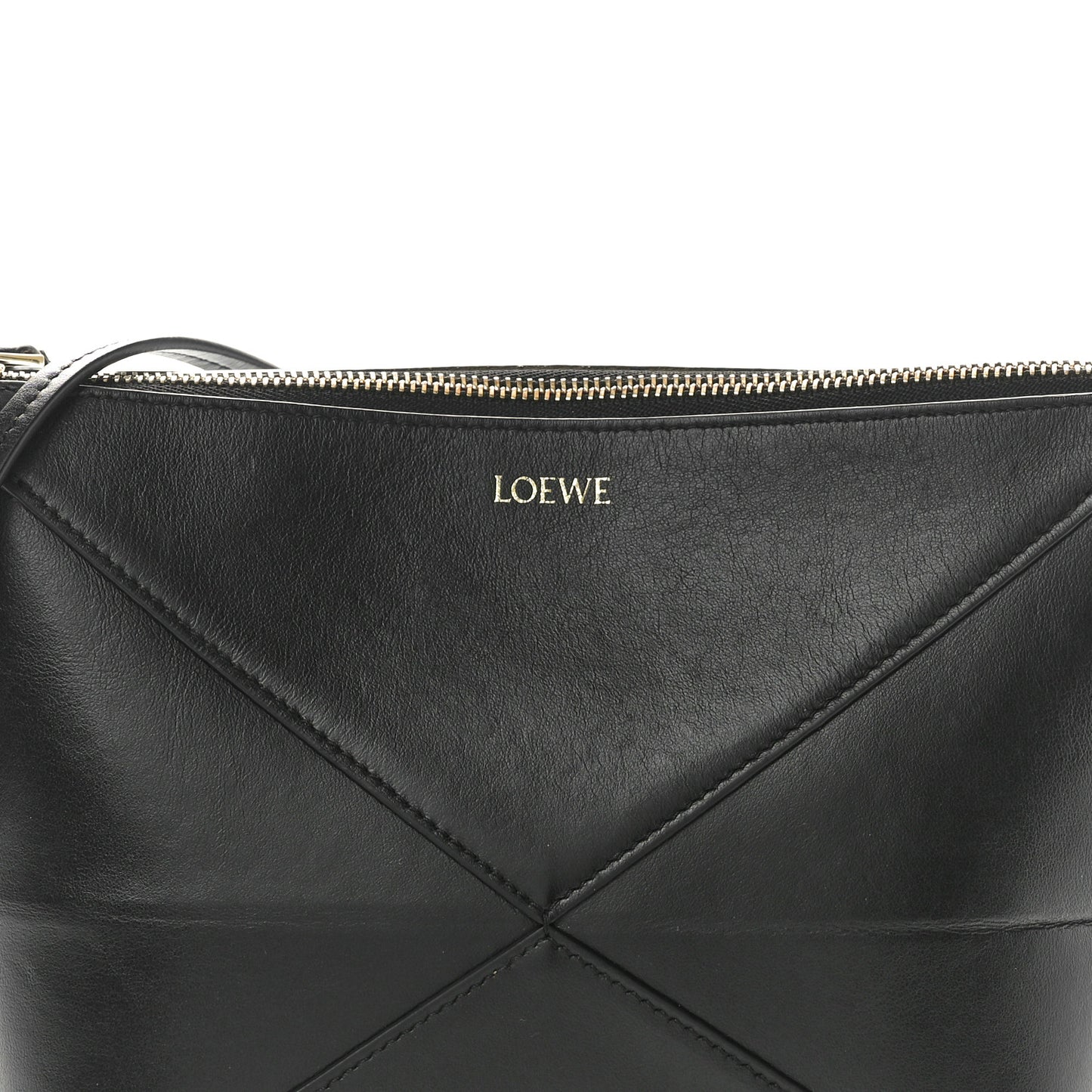 Shiny Calfskin Puzzle Fold Pouch Black