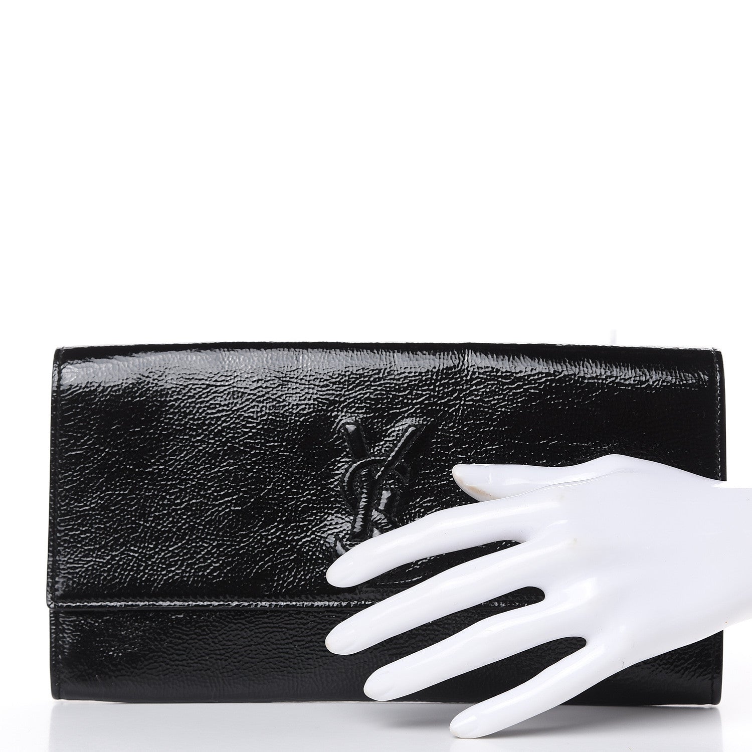 Saint Laurent Textured Patent Monogram Small Belle De Jour Clutch Black 2 of 9