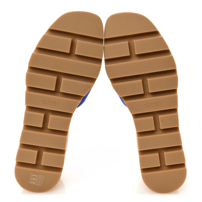 Hermes Suede Goatskin Cork Eze 30 Sandals 39 Bleu Ocean 5 of 9