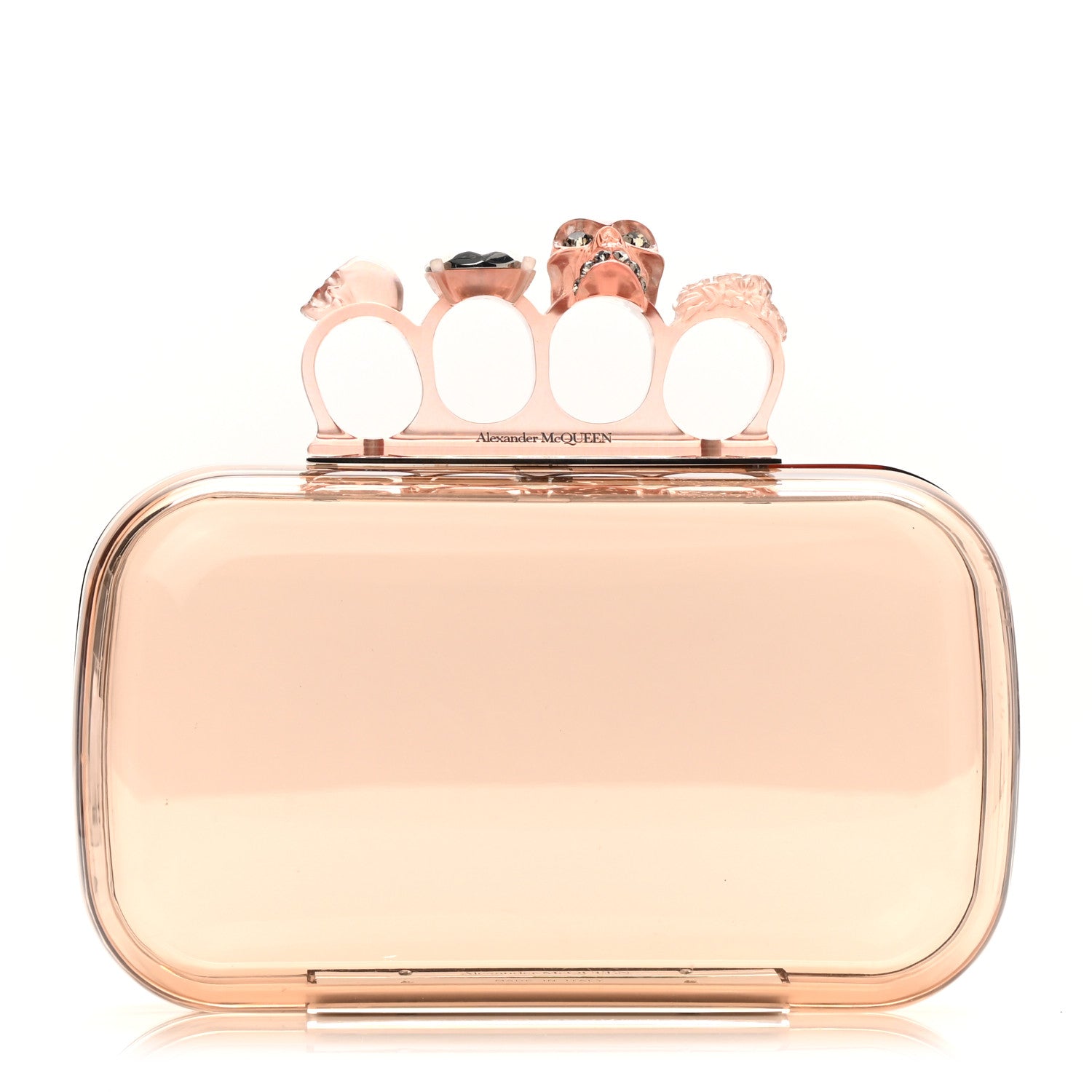 Alexander McQueen Plexi Skull Four Ring Clutch Blush 1 of 6