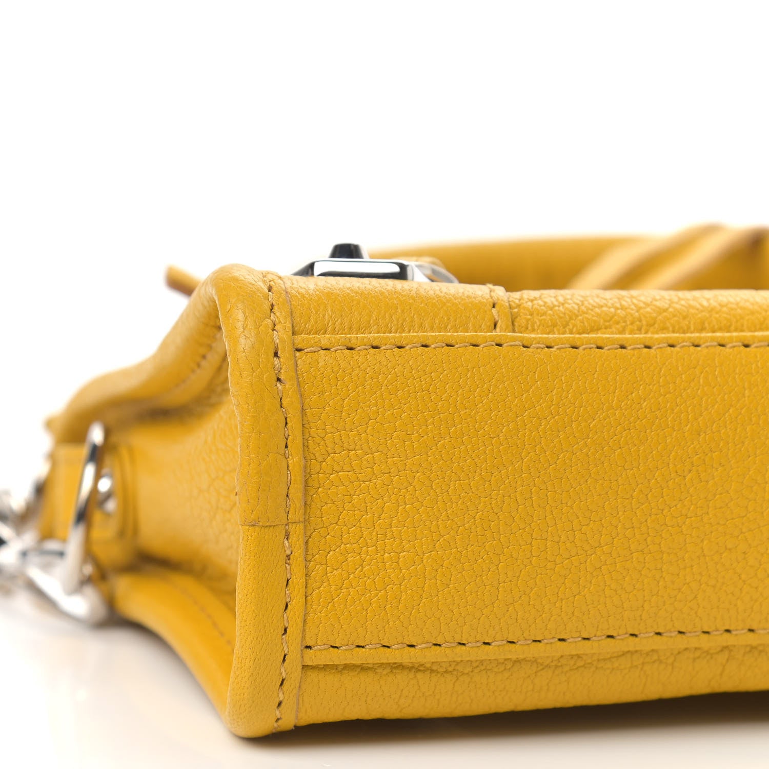 Balenciaga Chevre Silver Metallic Edge Hardware Nano City Jaune Epi 8 of 9