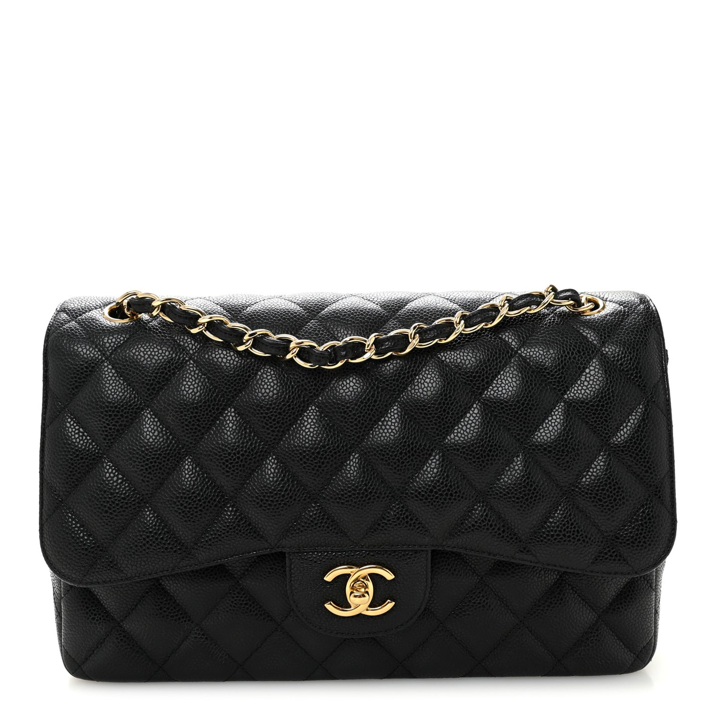 Caviar Quilted Jumbo Double Flap Black
