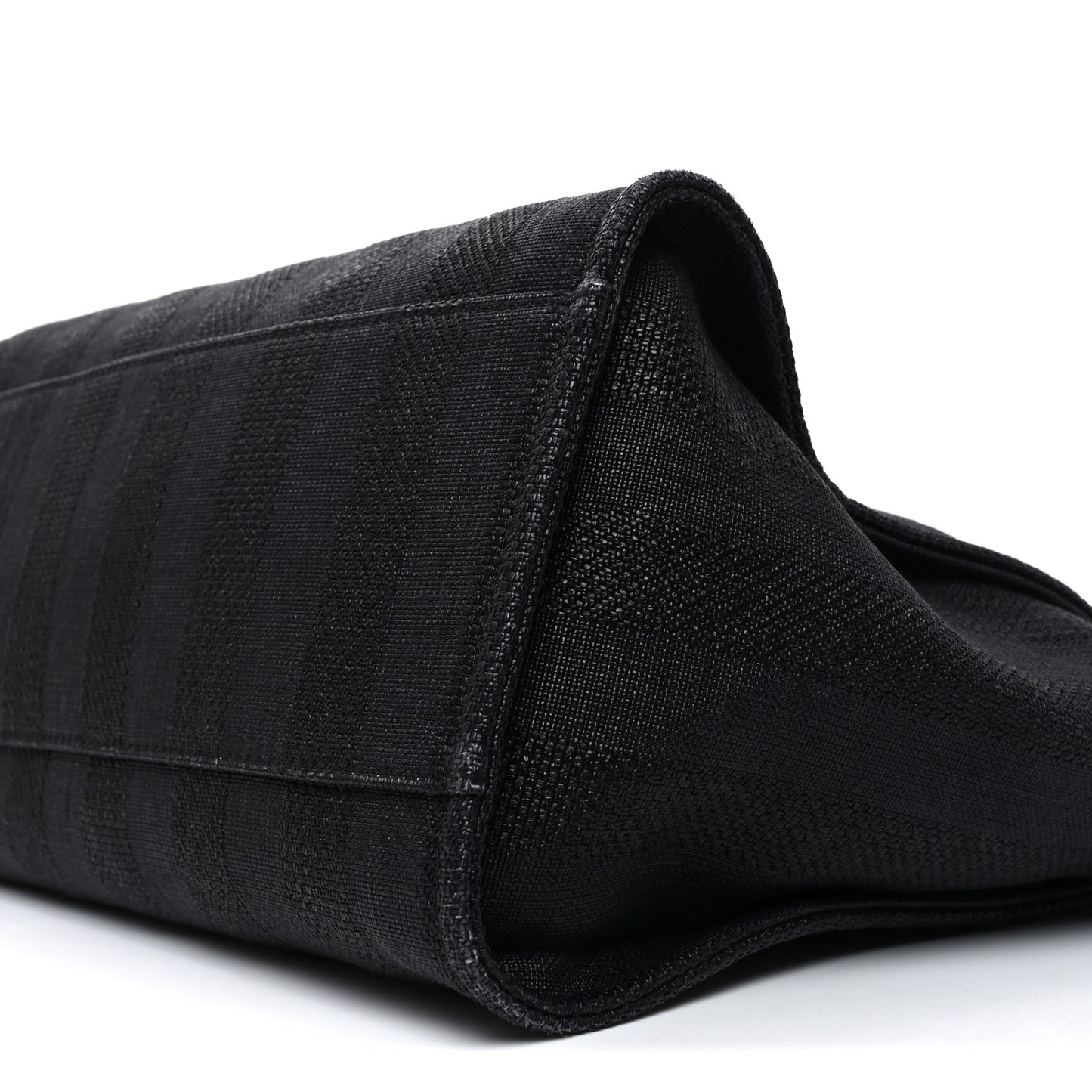 Mixed Fibers Calfskin Striped Medium Deauville Tote Black
