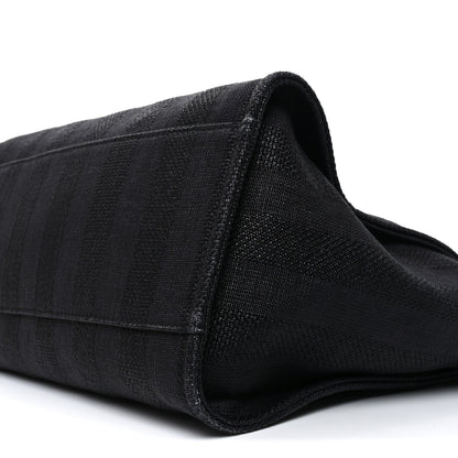 Chanel Mixed Fibers Calfskin Striped Medium Deauville Tote Black 10 of 11