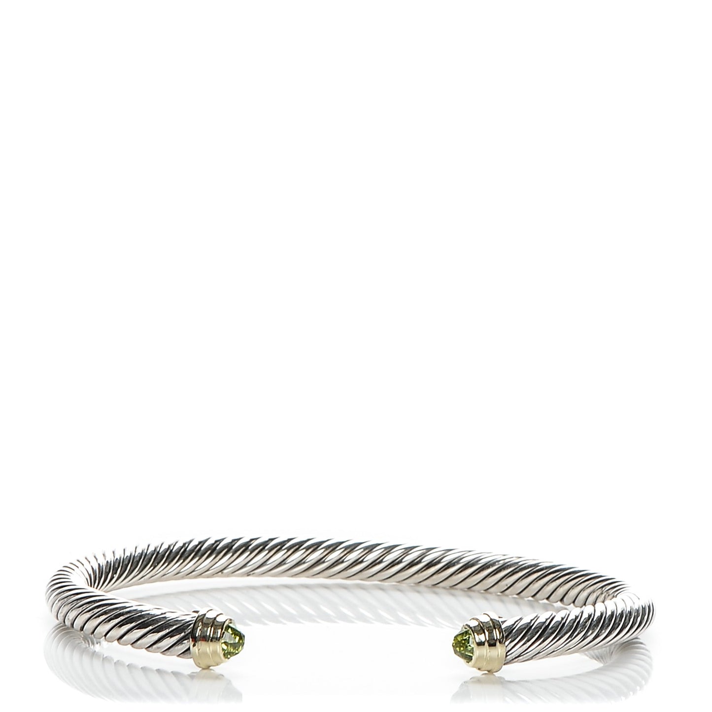 Sterling Silver 14K Yellow Gold Peridot 5mm Cable Classics Petite Color Bracelet