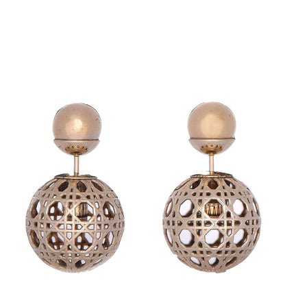Christian Dior Cannage Mise En Dior Tribal Earrings Gold 1 of 4