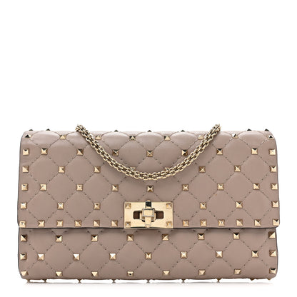 Valentino Garavani Lambskin Rockstud Spike Wallet on Chain Poudre 1 of 10