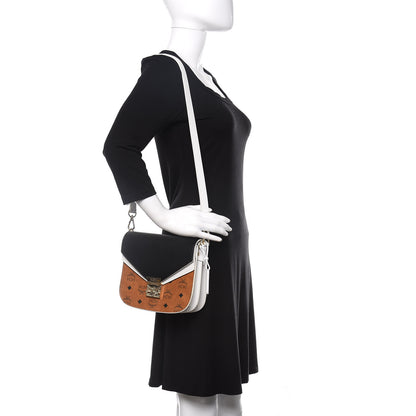 MCM Visetos Calfskin Small Patricia Crossbody Bag Cognac Black White 2 of 10