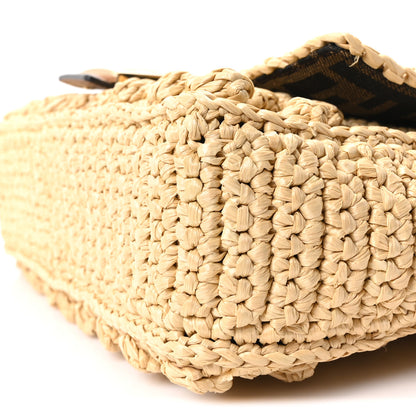 Fendi Hazelnut Stitch Raffia Baguette Beige 10 of 10