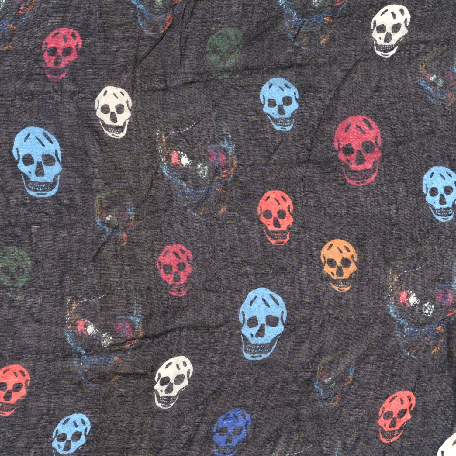 Alexander McQueen Silk Chiffon Skull Scarf Black Multicolor 3 of 4