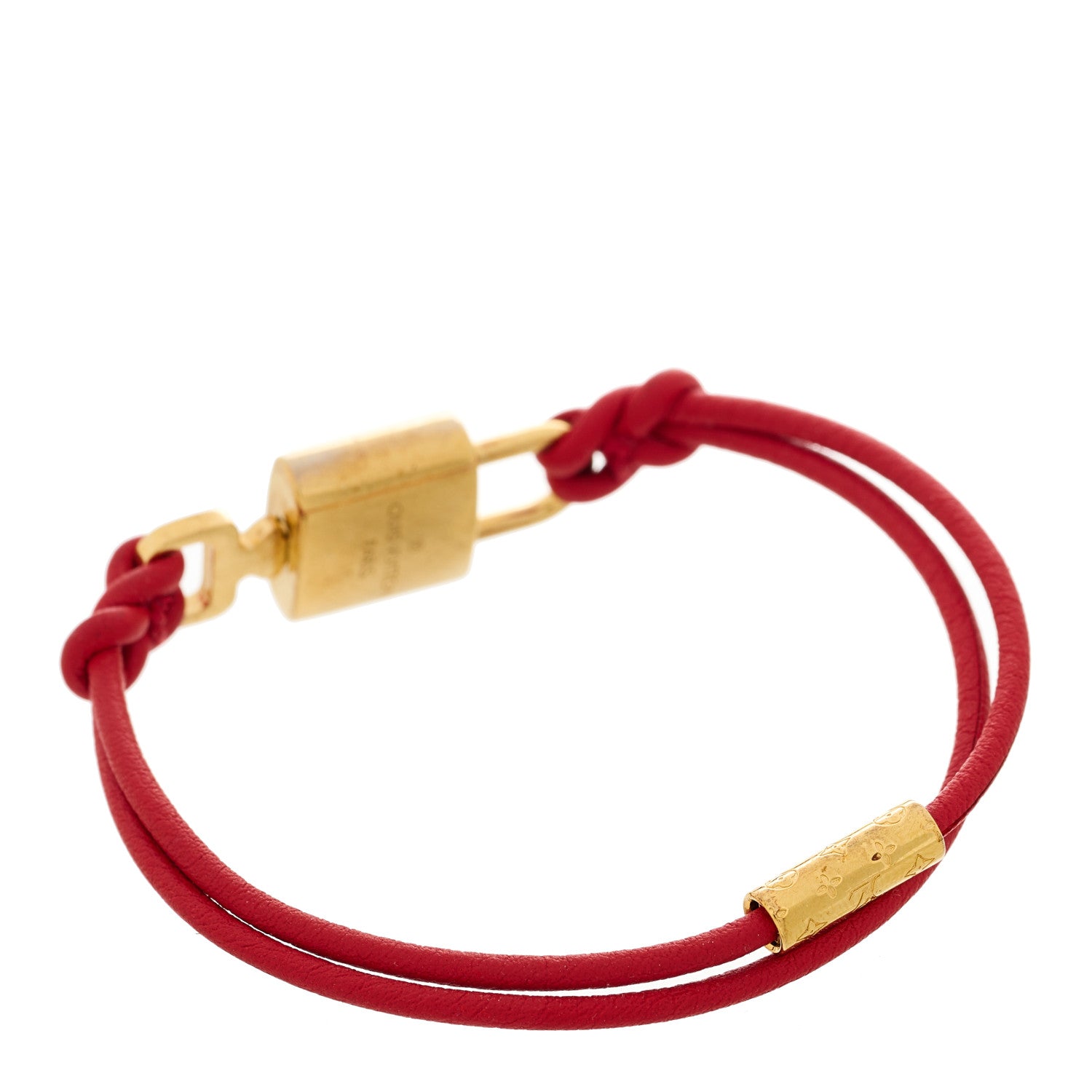 Louis Vuitton Calfskin LV Padlock Bracelet Red 2 of 5
