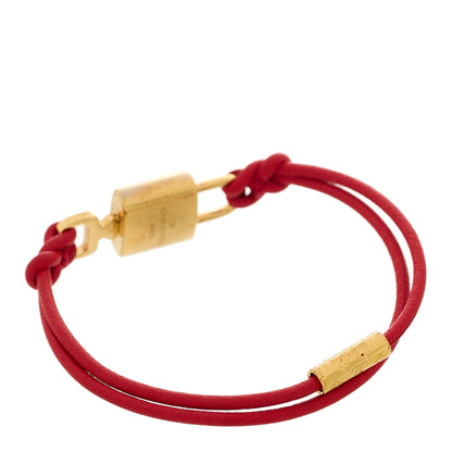 Louis Vuitton Calfskin LV Padlock Bracelet Red 2 of 5