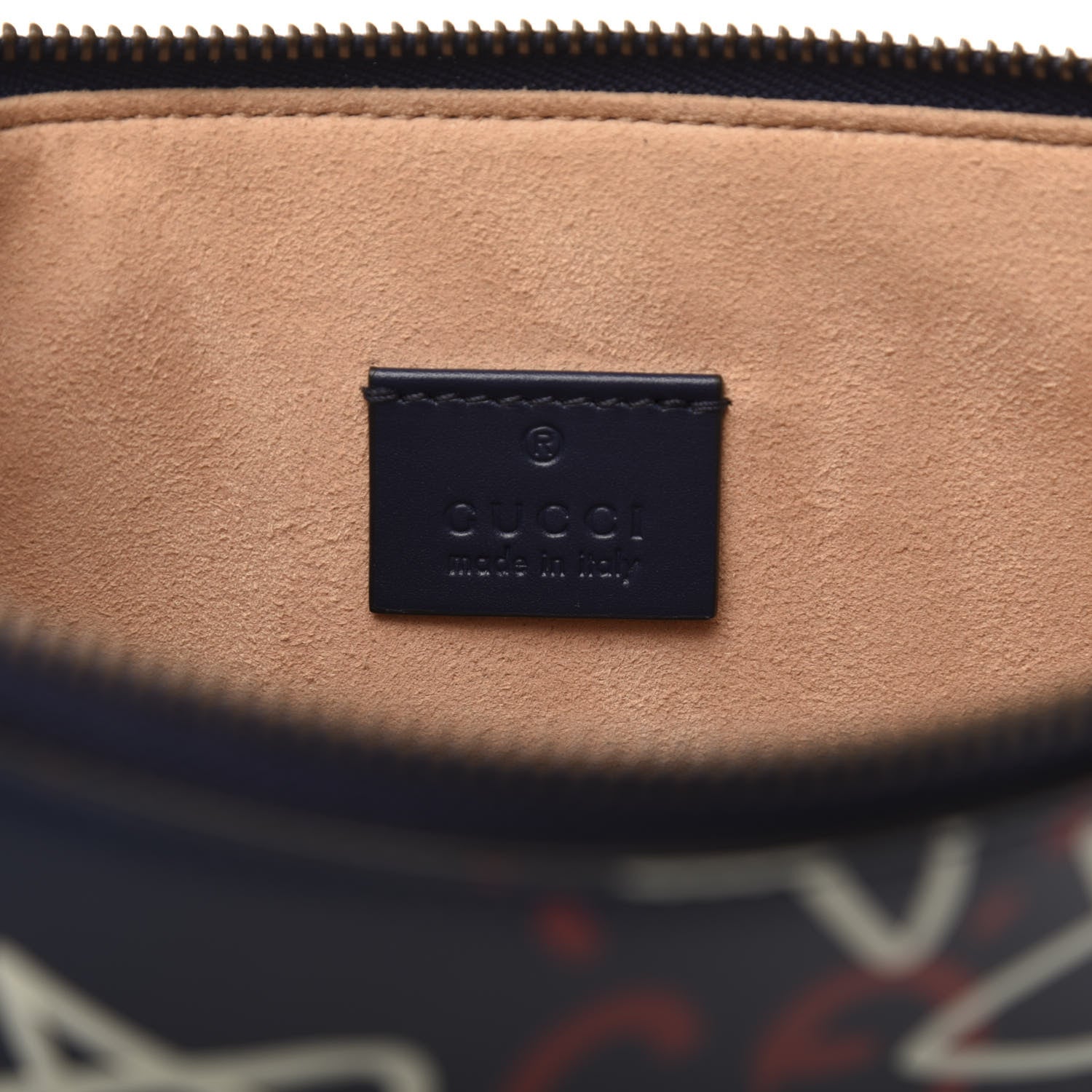 Gucci Calfskin GucciGhost Print Pouch Blue Agata Hibiscus Red 9 of 10