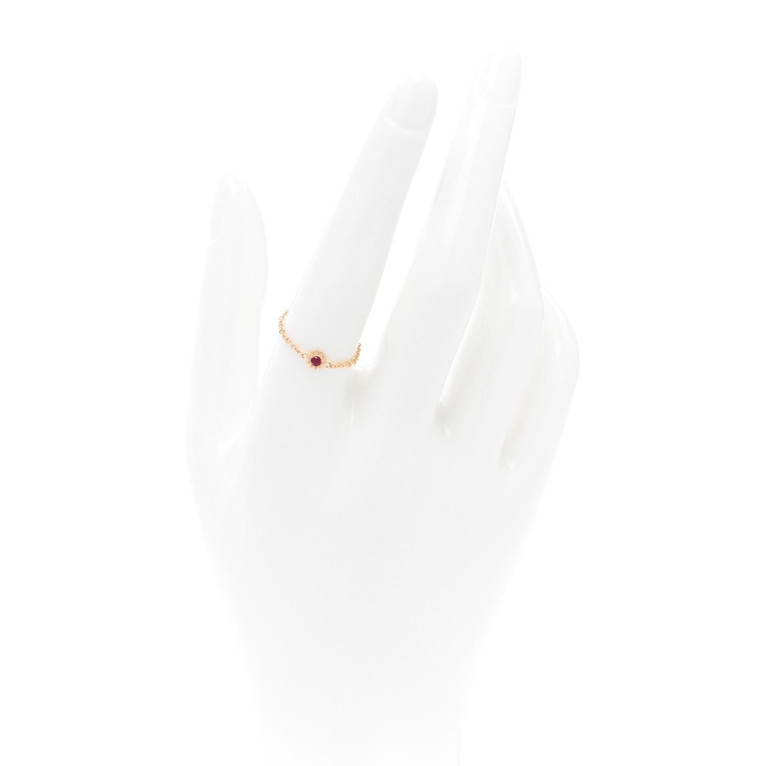 Christian Dior 8K Rose Gold Ruby Mimioui Chain Ring 58 8.25 2 of 4