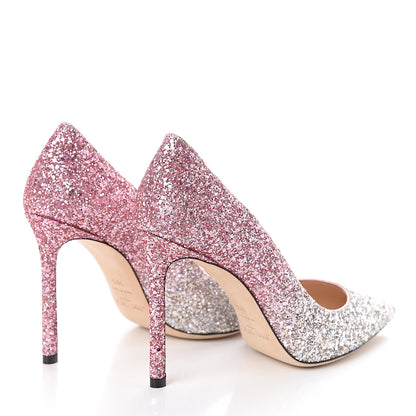 Jimmy Choo Coarse Glitter Degrade Romy 100 Pumps 38.5 Silver Pink 4 of 7