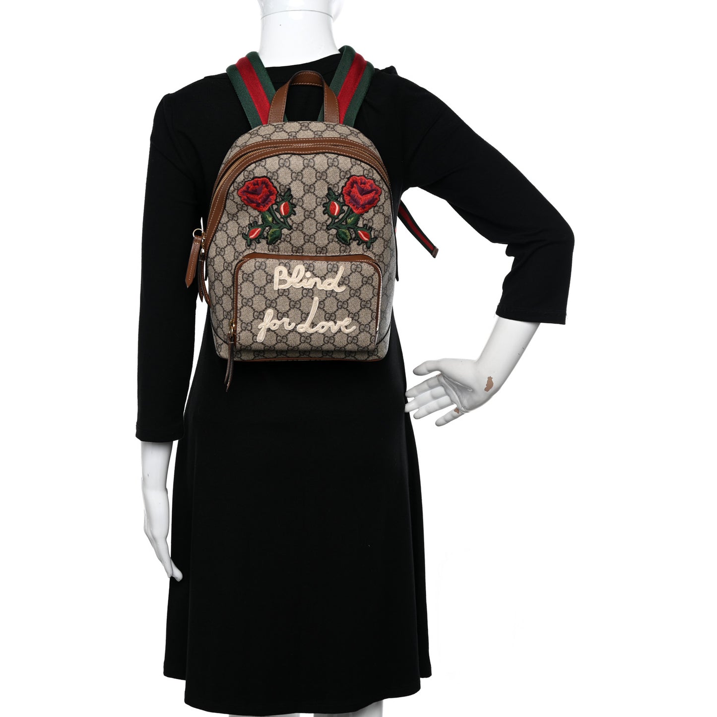 GG Supreme Monogram Web Blind For Love Embroidered Small Day Backpack