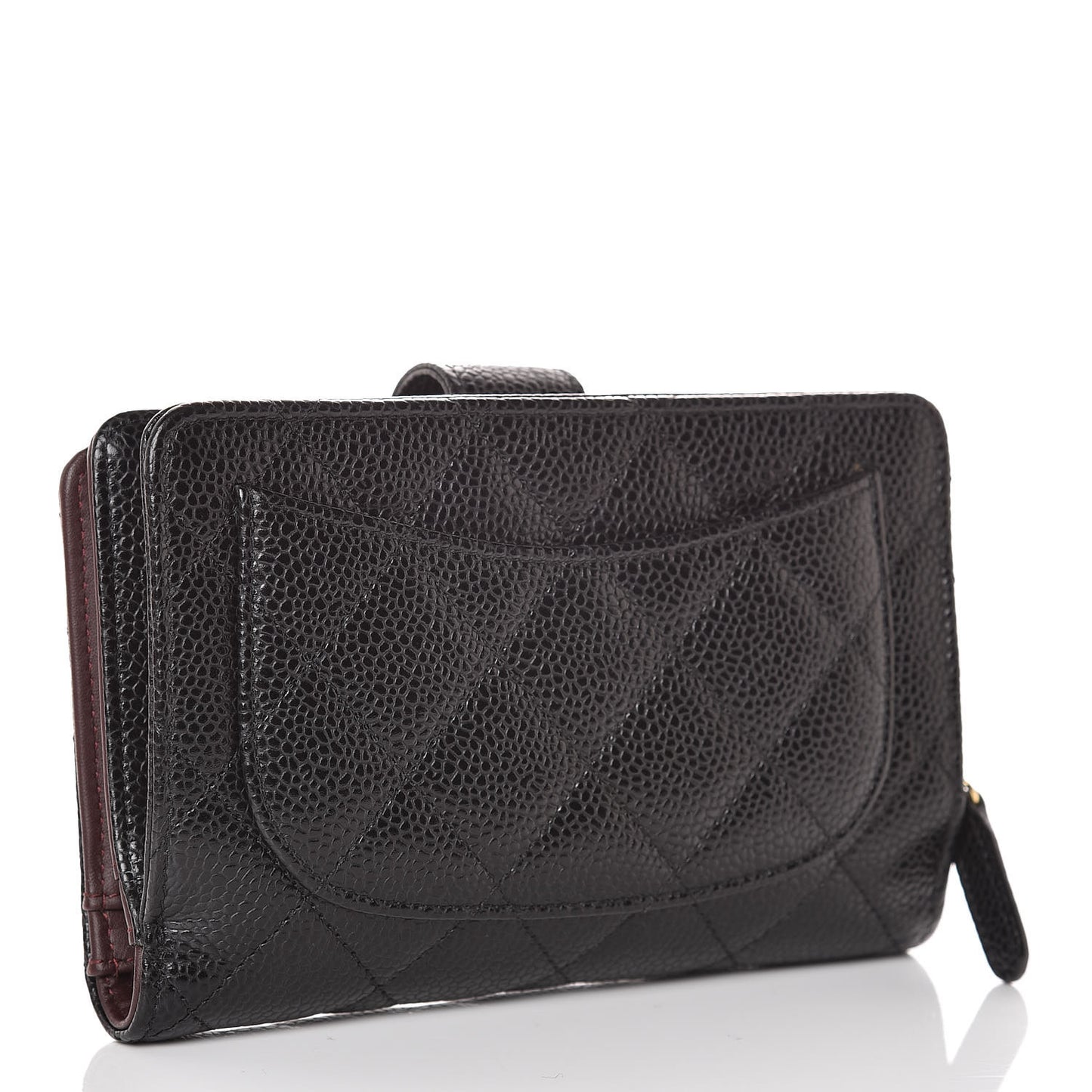 Caviar Quilted Zipped Pocket Wallet Black