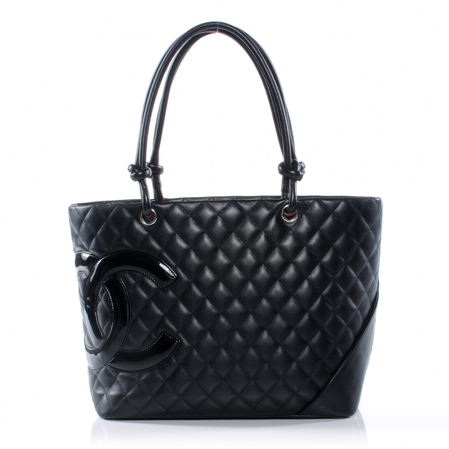 Calfskin Quilted Large Cambon Tote Black