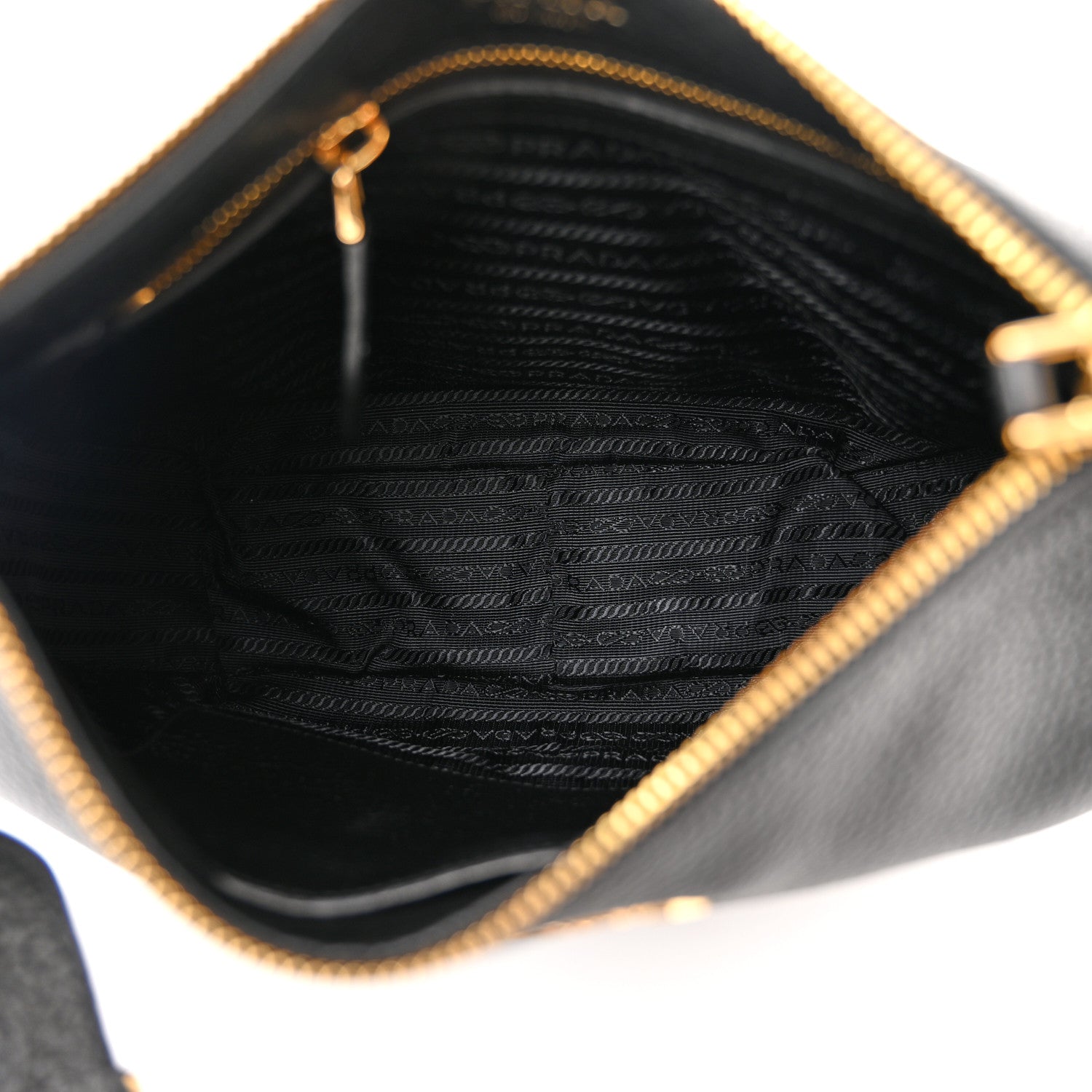 Prada Vitello Phenix Zippered Messenger Hobo Black 5 of 11