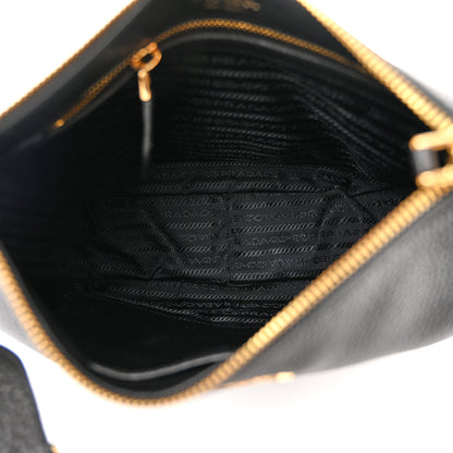 Prada Vitello Phenix Zippered Messenger Hobo Black 5 of 11