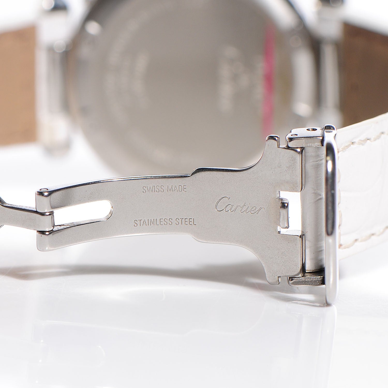 Cartier Stainless Steel Alligator Mother of Pearl 35mm Pasha C Automatic Watch 5 of 8