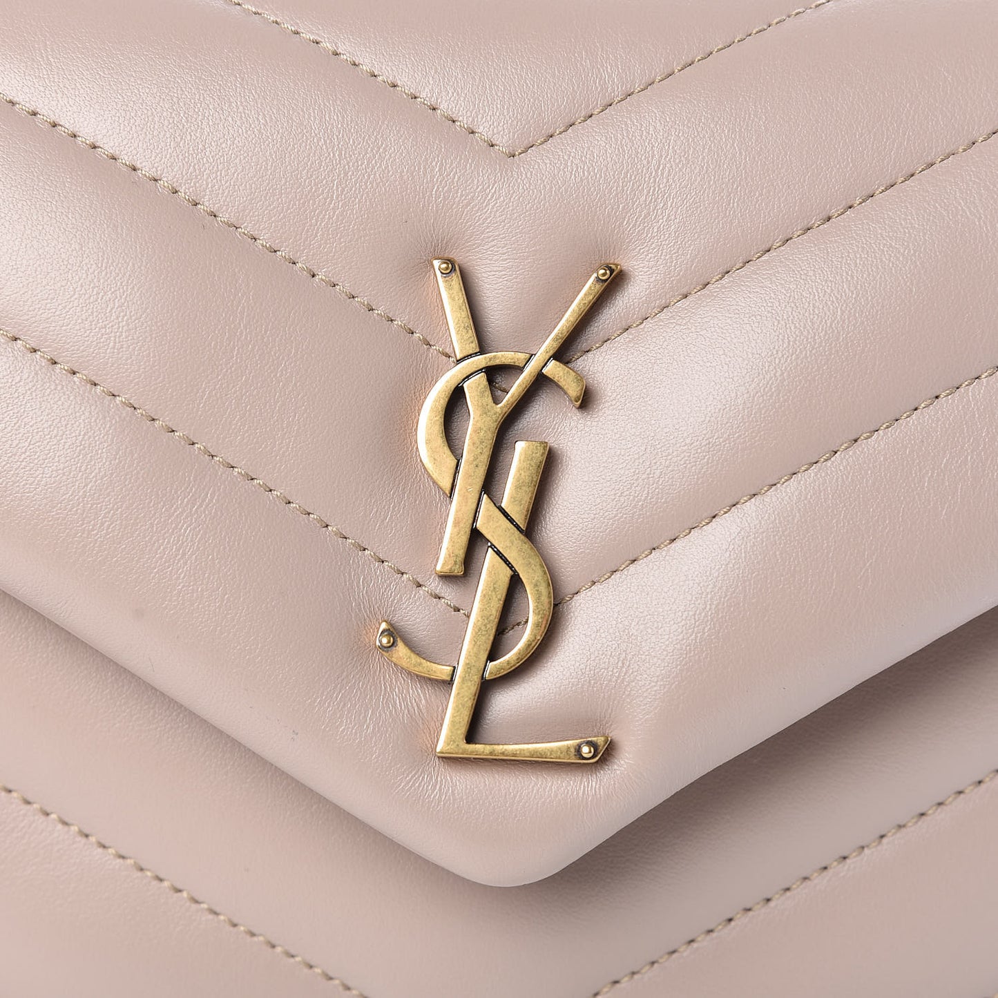 Calfskin Y Quilted Monogram Small Loulou Chain Satchel Taupe Sable