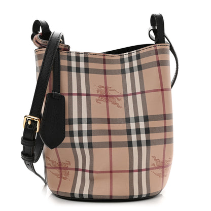 Burberry Haymarket Check Colours Small Lorne Bucket Crossbody Black 1 of 11