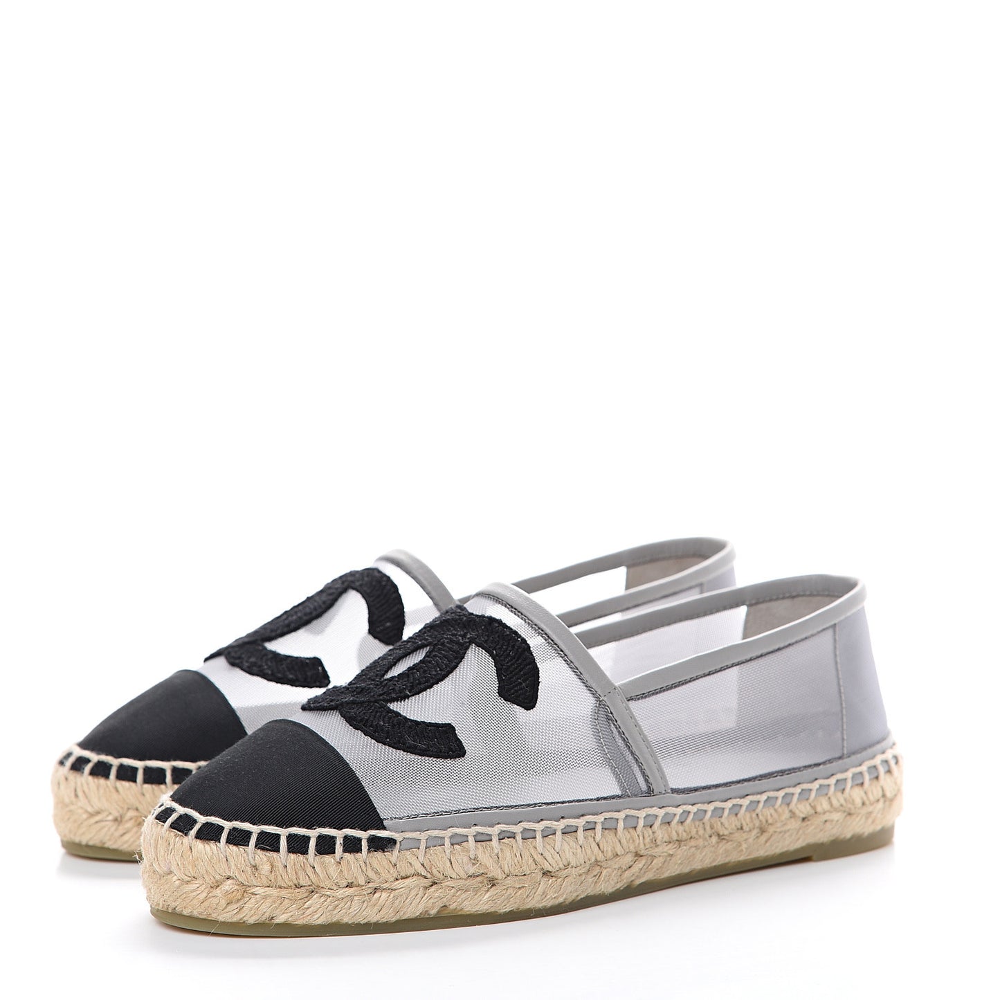 Mesh Grosgrain CC Espadrilles 35 Grey