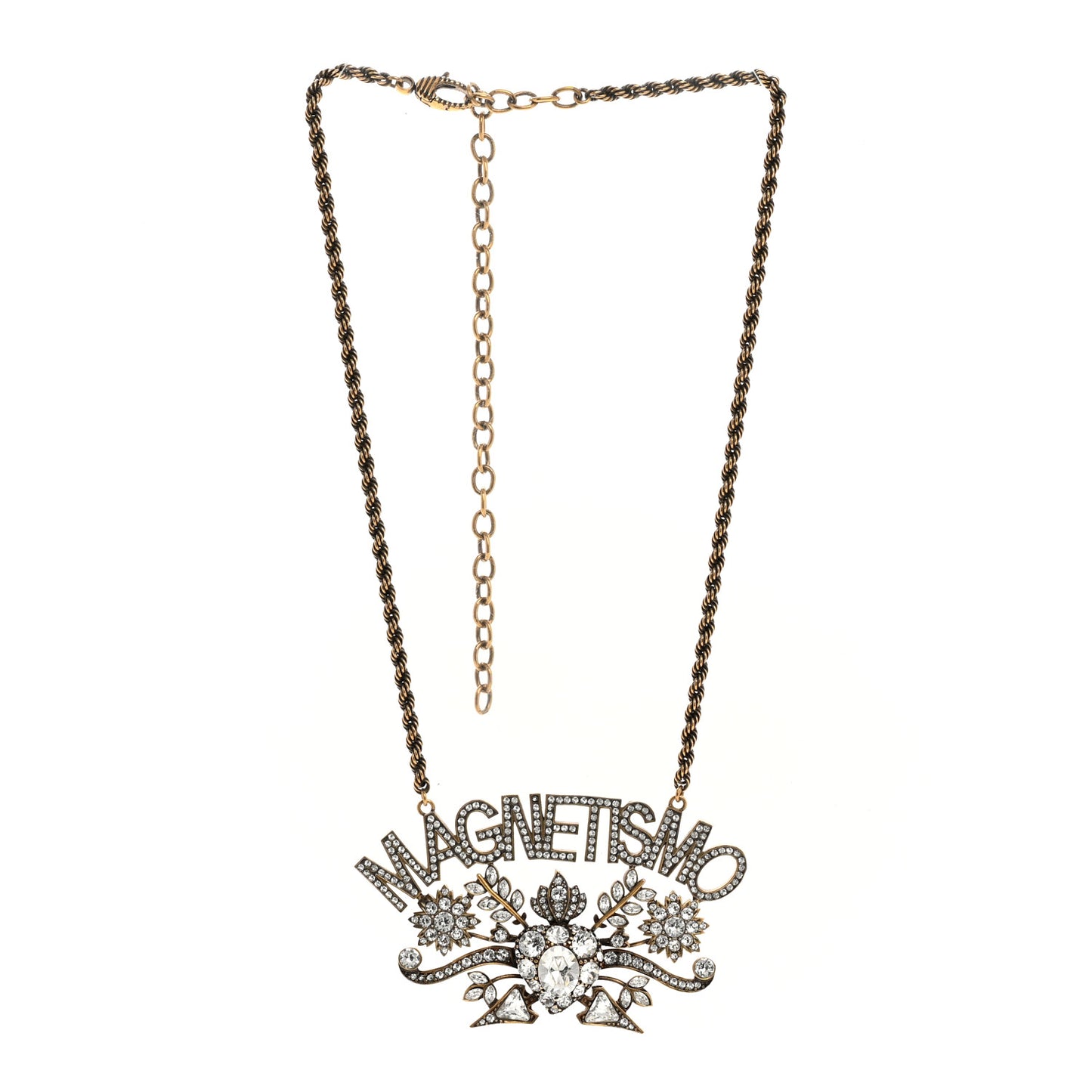 Metal Crystal Magnetismo Necklace Aged Gold
