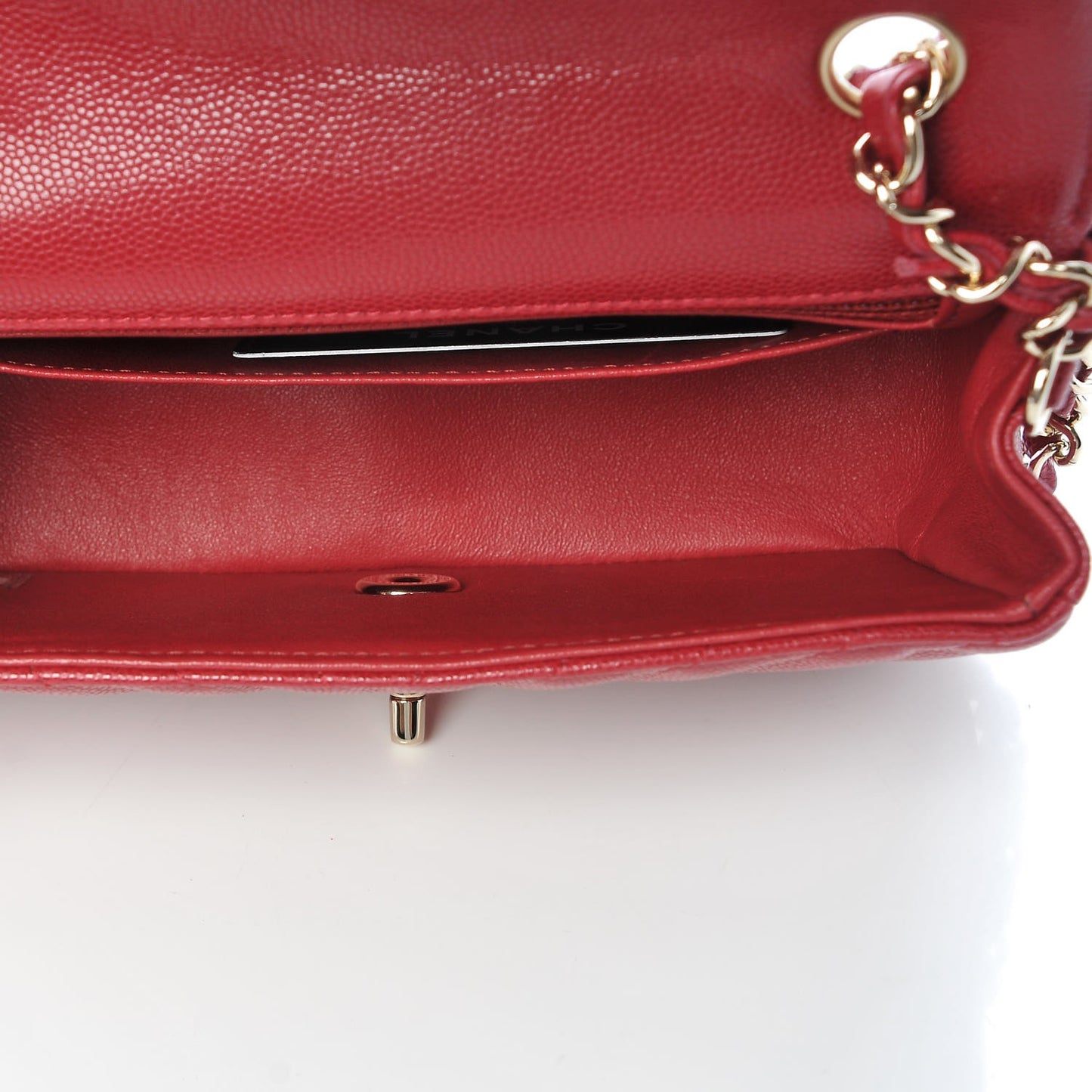 Caviar Chevron Quilted Mini Rectangular Flap Dark Red