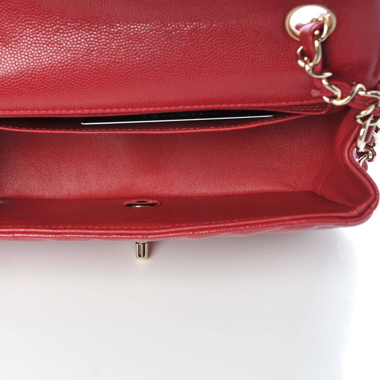 Chanel Caviar Chevron Quilted Mini Rectangular Flap Dark Red 5 of 8