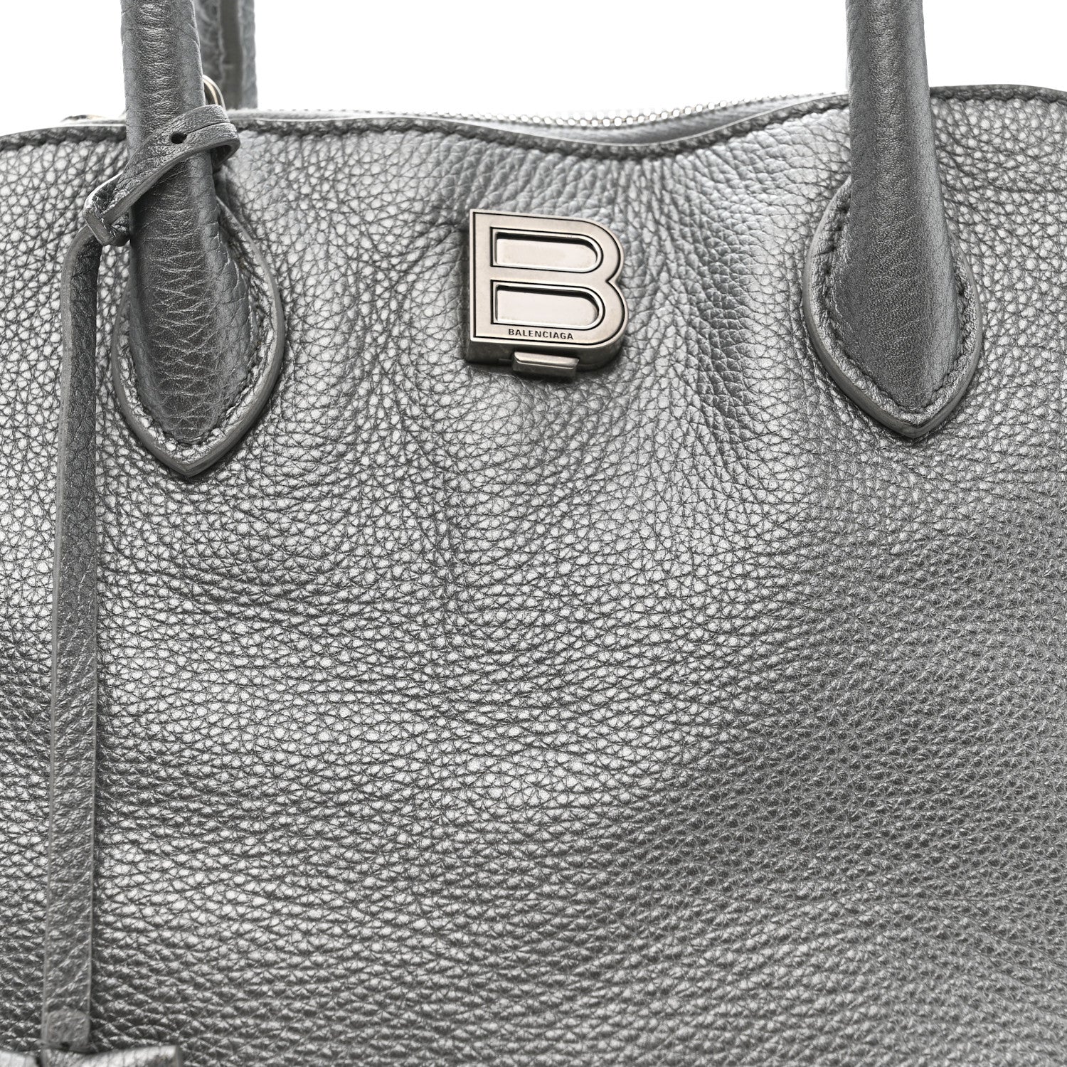 Balenciaga Metallic Calfskin LED Logo Projector Top Handle Bag Silver 9 of 17