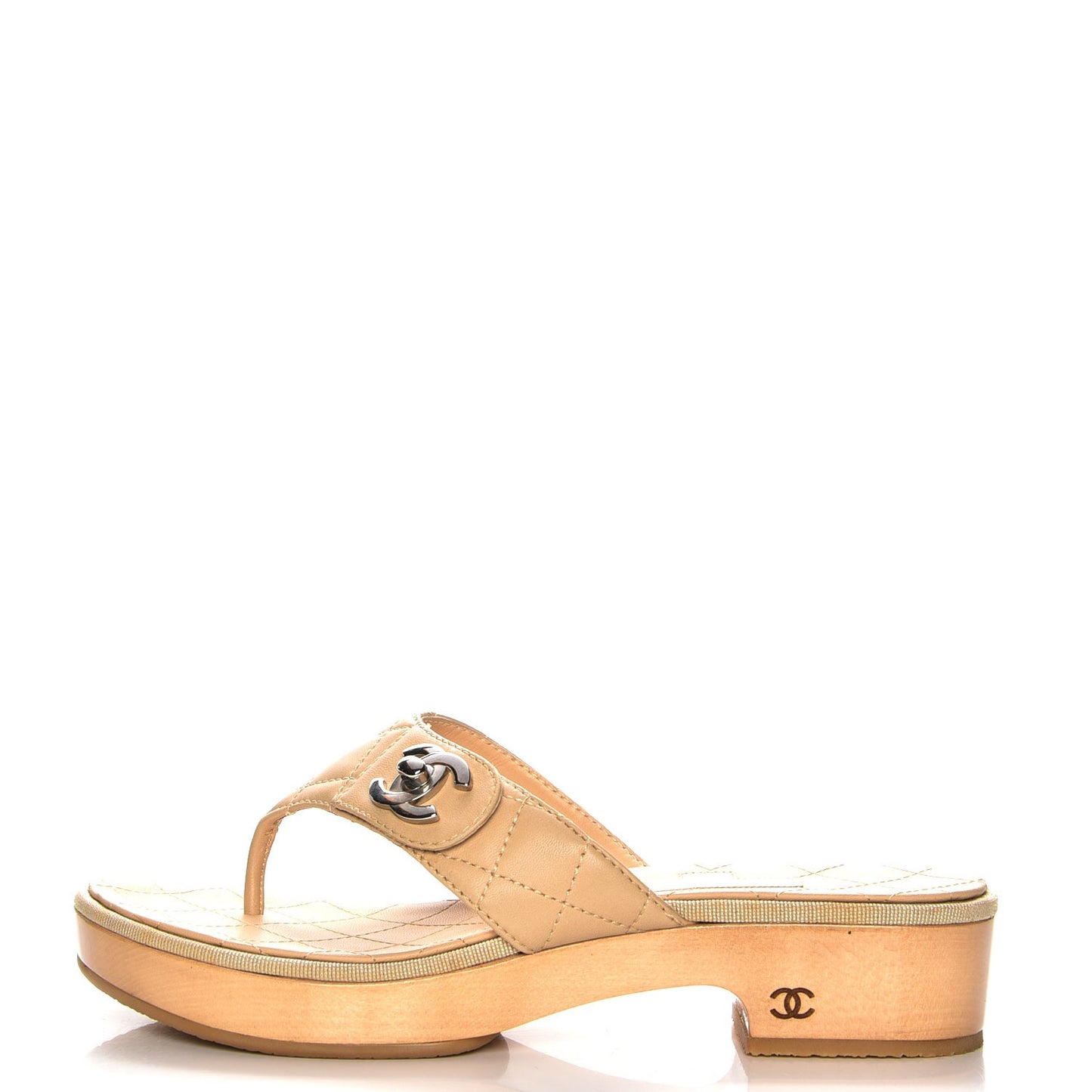 Lambskin Quilted CC Turnlock Sandals 39 Beige
