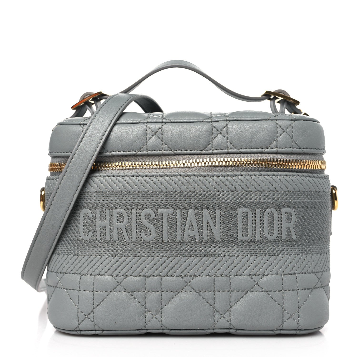 Christian Dior Lambskin Cannage Small Diortravel Vanity Case Grey 1 of 10