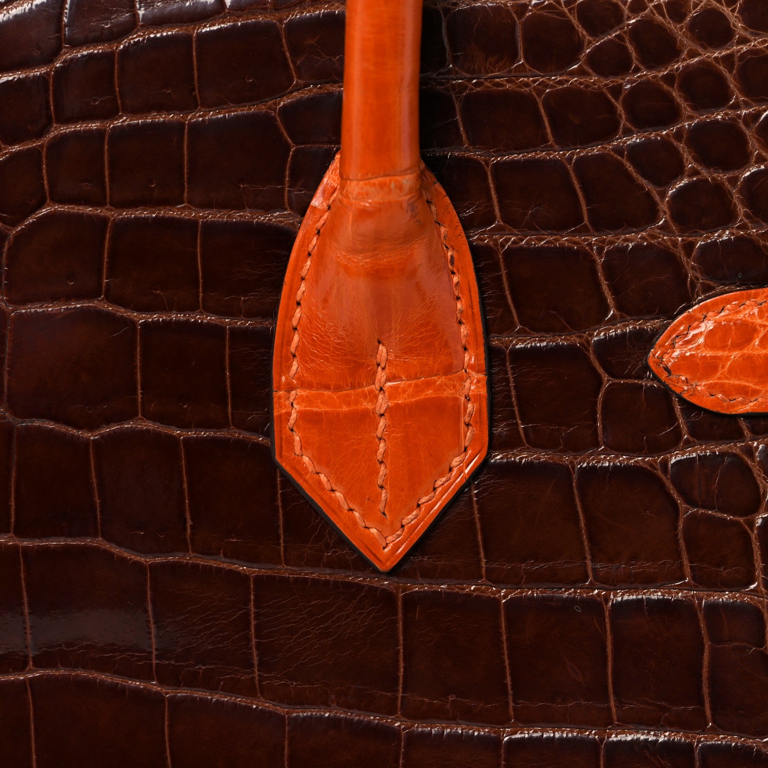 Hermes Shiny Niloticus Crocodile Horseshoe Birkin 30 Vert Emeraude Orange Miel 11 of 35