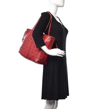 MCM Visetos Medium Liz Reversible Shopper Tote Ruby Red 3 of 14