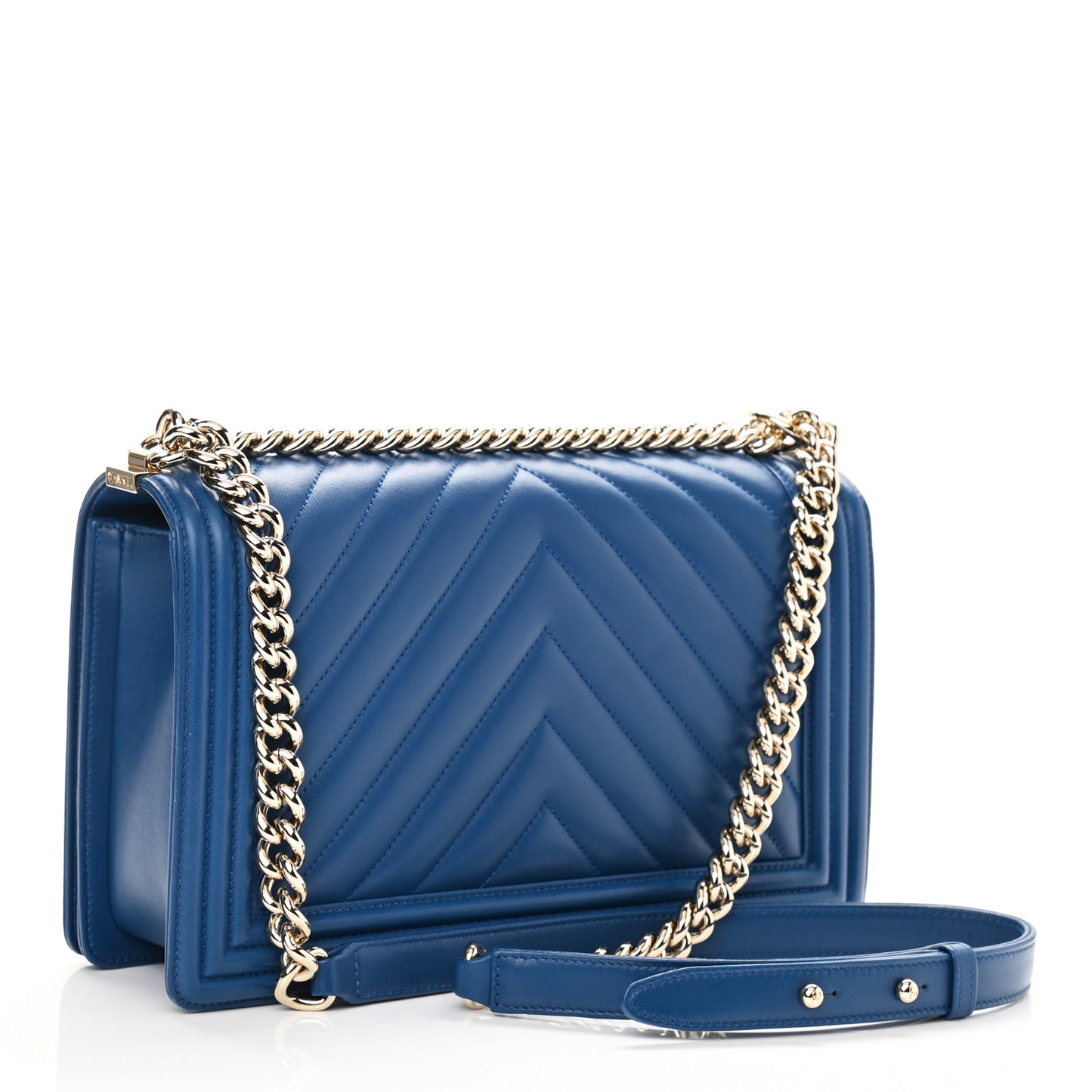 Lambskin Chevron Quilted New Medium Boy Flap Blue