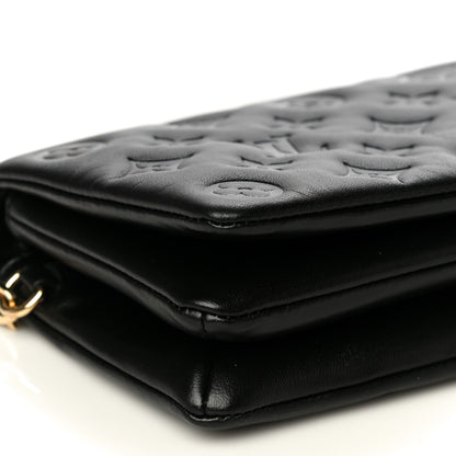 Louis Vuitton Lambskin Embossed Monogram Pochette Coussin Black 8 of 12