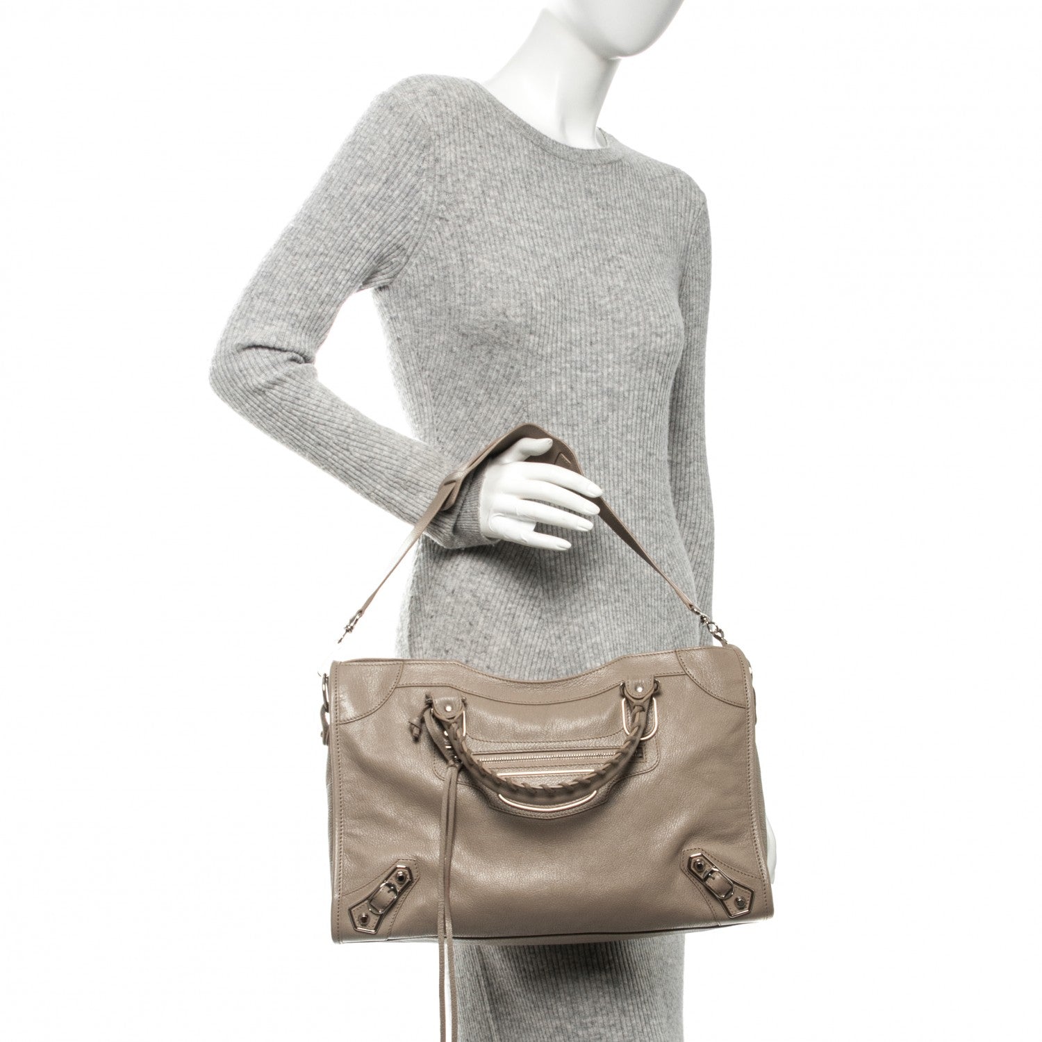 Balenciaga Chevre Silver Metallic Edge Hardware City Beige Dune Argille 2 of 7