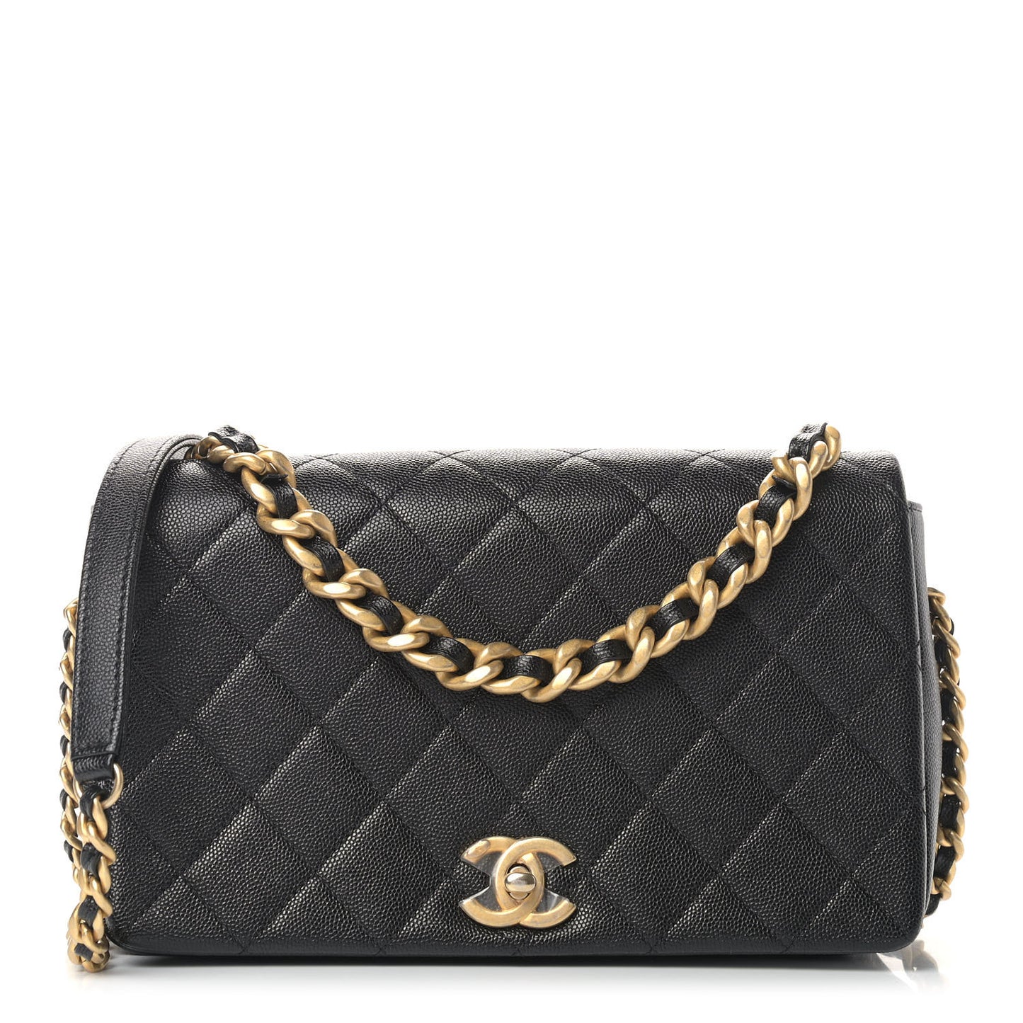 Caviar Quilted Medium Fashion Therapy Flap Bag Black