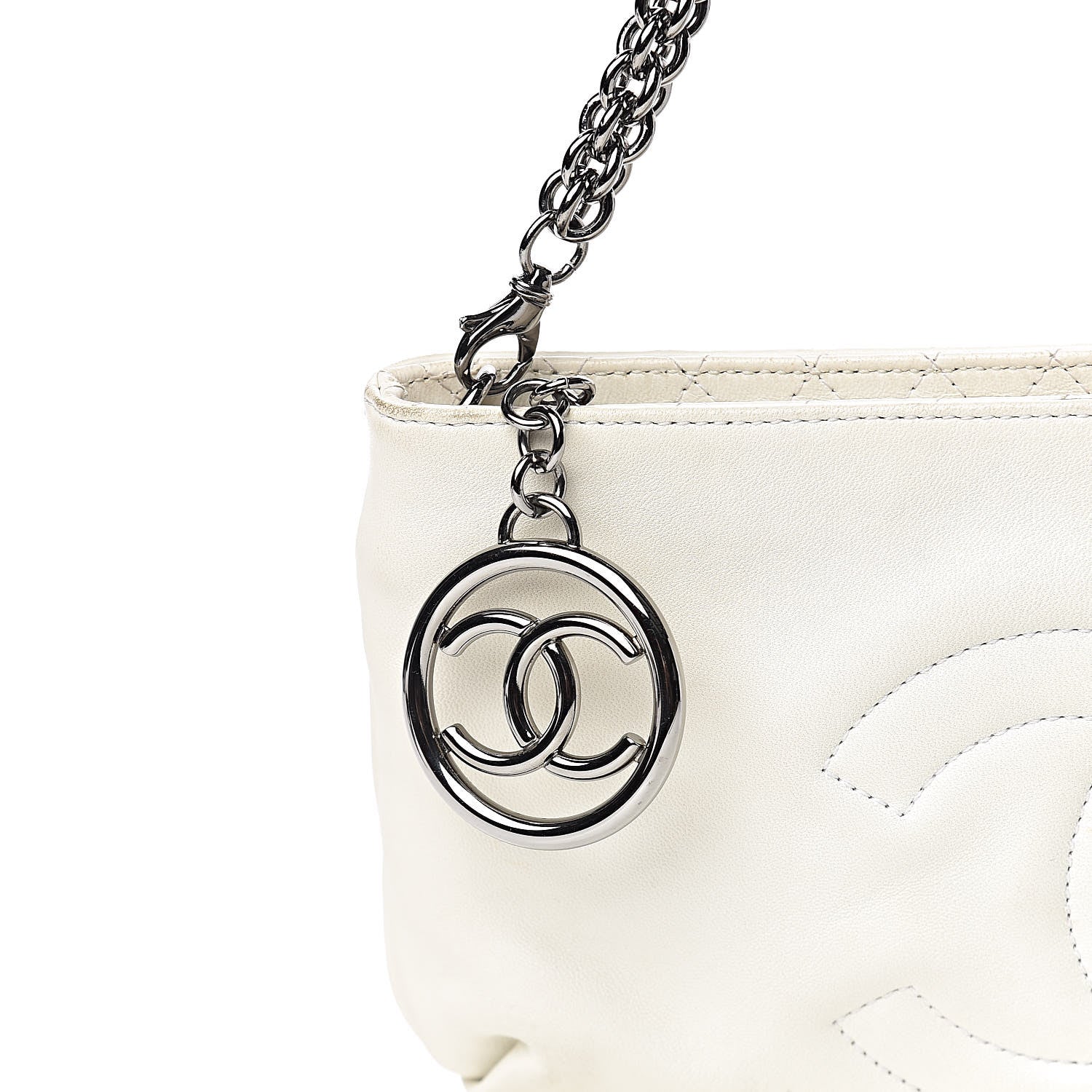 Chanel Lambskin Soft and Chain Pochette White 10 of 10