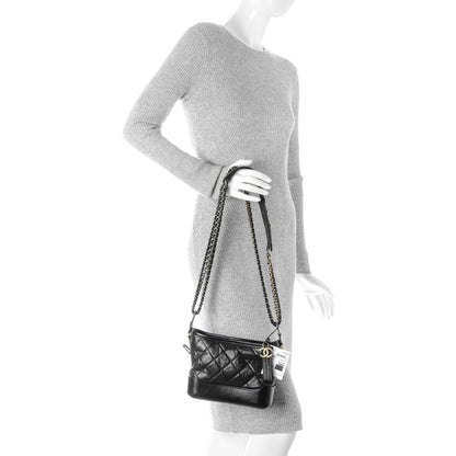 Chanel Aged Calfskin Quilted Small Gabrielle Hobo Black 3 of 8