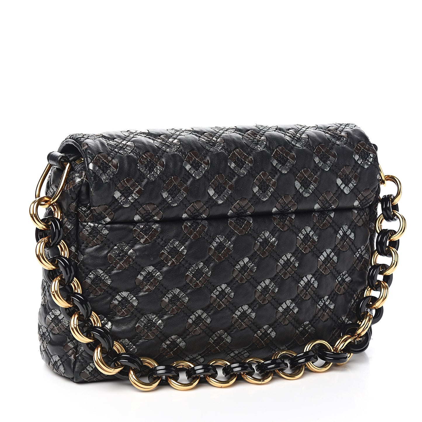 Calfskin Quilted Robert Jennifer Shoulder Bag Black Multicolor