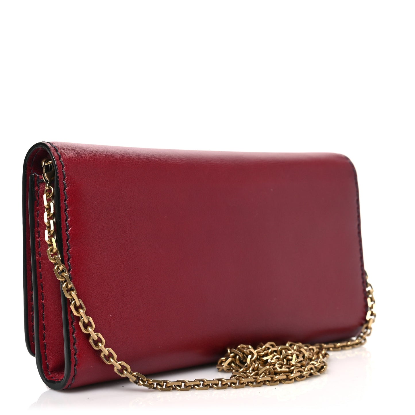 Grained Lambskin J'adior Croisiere Chain Wallet Red