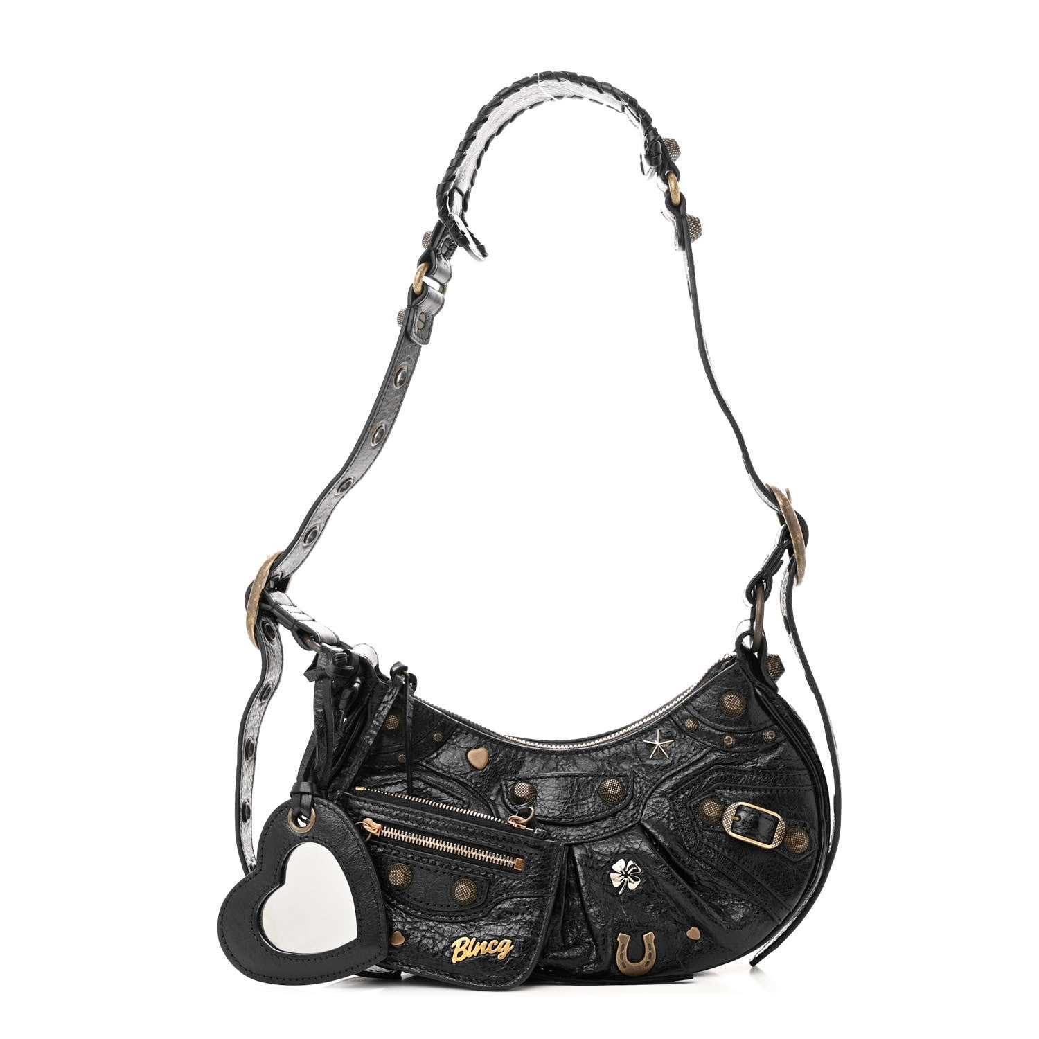 Balenciaga Agneau Arena Pin Embellished Le Cagole Shoulder Bag XS Black 3 of 13