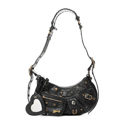 Balenciaga Agneau Arena Pin Embellished Le Cagole Shoulder Bag XS Black 3 of 13